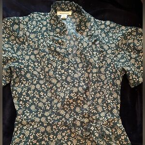 Teal and Cream Floral Blouse